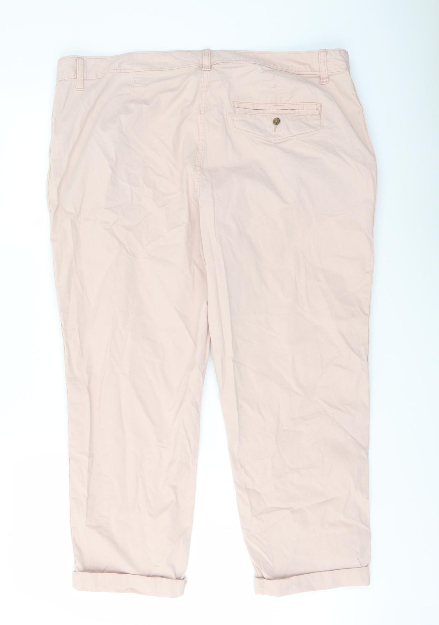 Marks and Spencer Womens Pink Cotton Chino Trousers Size 18 L24 in Regular Button