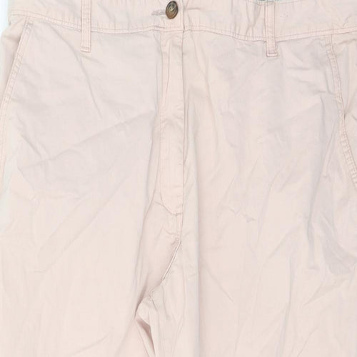 Marks and Spencer Womens Pink Cotton Chino Trousers Size 18 L24 in Regular Button