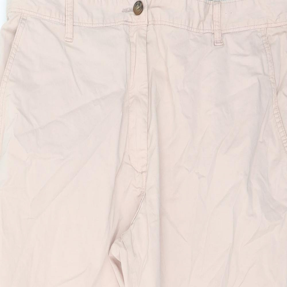 Marks and Spencer Womens Pink Cotton Chino Trousers Size 18 L24 in Regular Button
