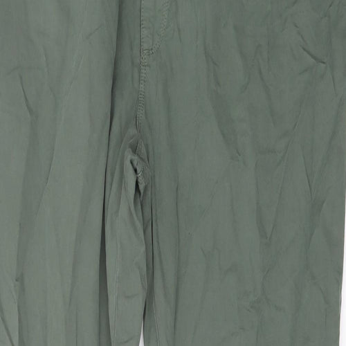 Marks and Spencer Mens Green Cotton Trousers Size 42 in L33 in Slim Button