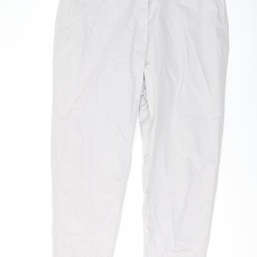 Marks and Spencer Womens Grey Cotton Chino Trousers Size 18 L27 in Regular Button