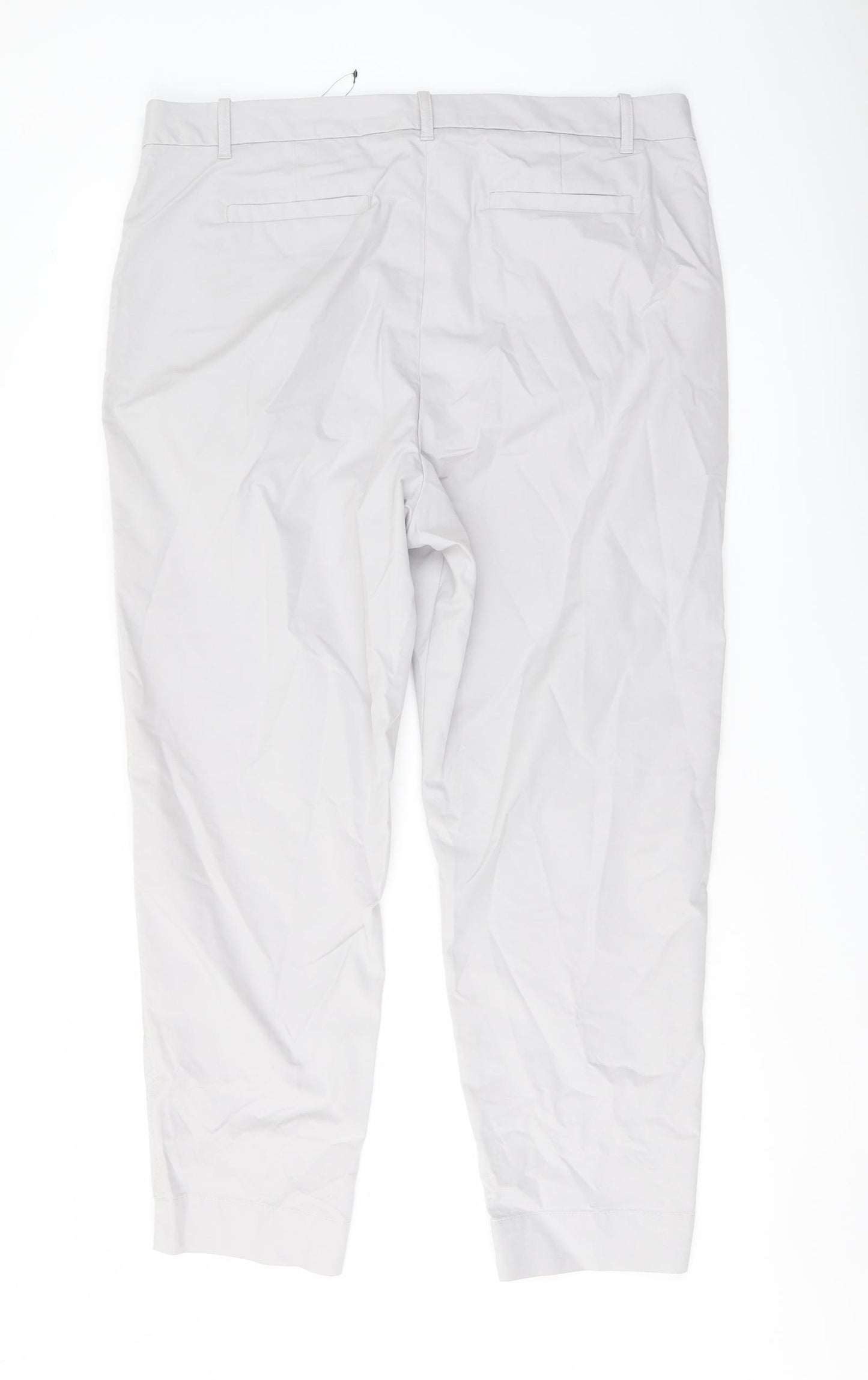 Marks and Spencer Womens Grey Cotton Chino Trousers Size 18 L27 in Regular Button