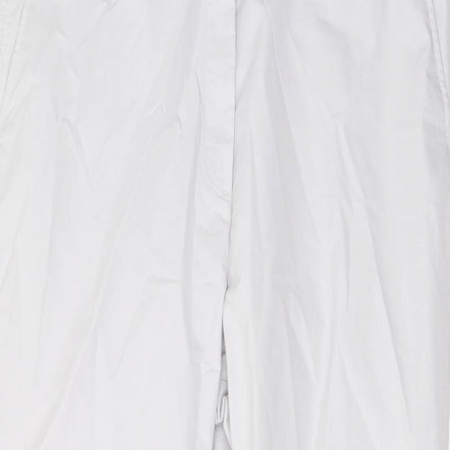 Marks and Spencer Womens Grey Cotton Chino Trousers Size 18 L27 in Regular Button
