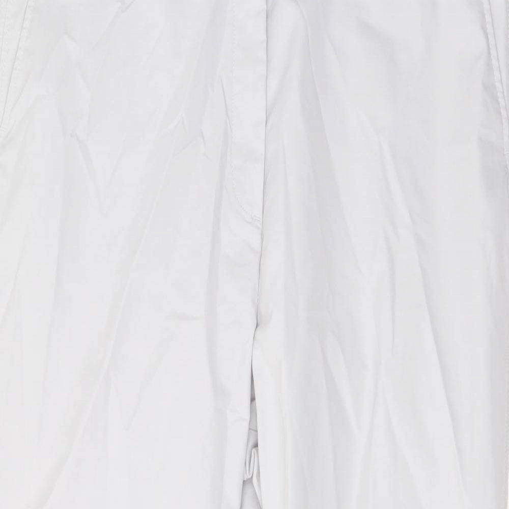 Marks and Spencer Womens Grey Cotton Chino Trousers Size 18 L27 in Regular Button