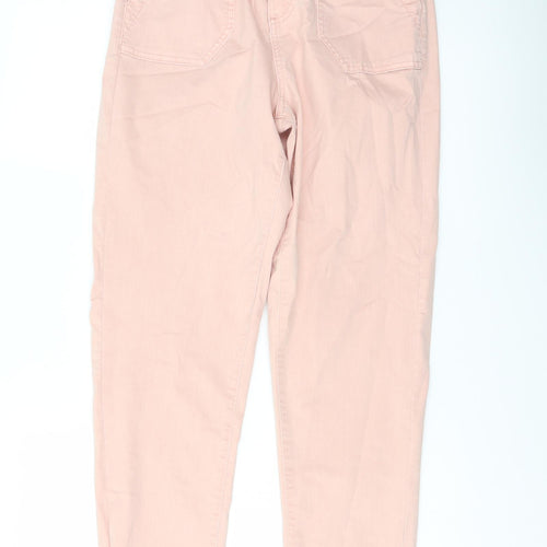 Marks and Spencer Womens Pink Cotton Jogger Trousers Size 10 L29 in Regular Button