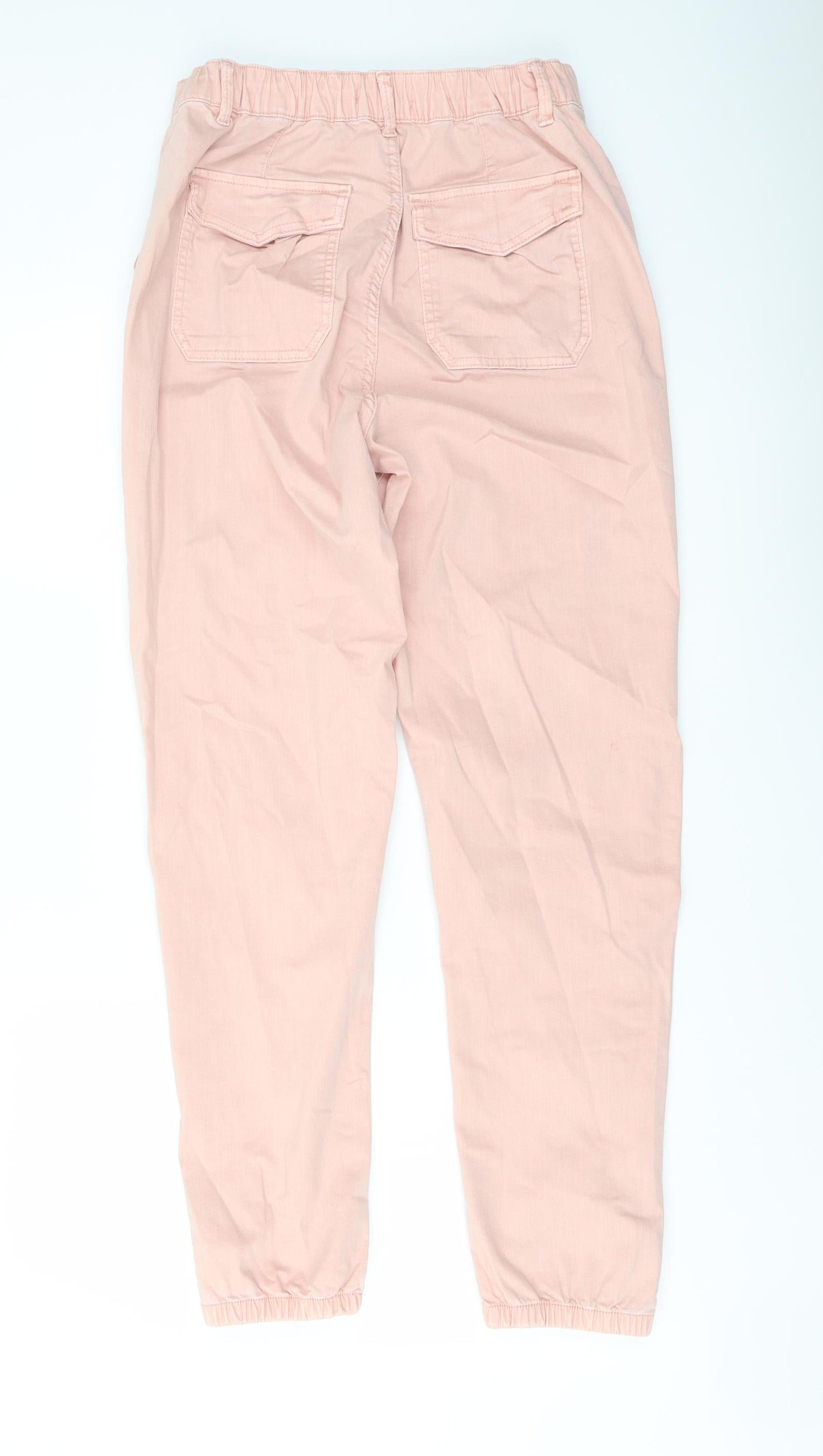Marks and Spencer Womens Pink Cotton Jogger Trousers Size 10 L29 in Regular Button
