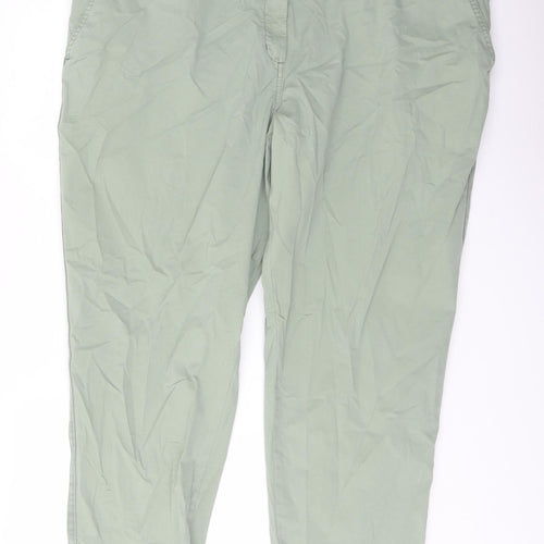 Marks and Spencer Womens Green Cotton Chino Trousers Size 22 L28 in Regular Button