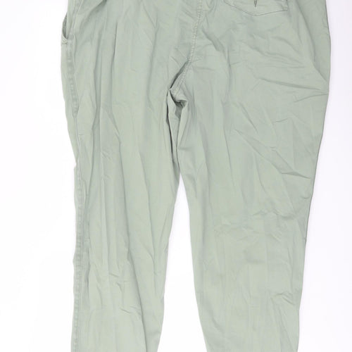 Marks and Spencer Womens Green Cotton Chino Trousers Size 22 L28 in Regular Button