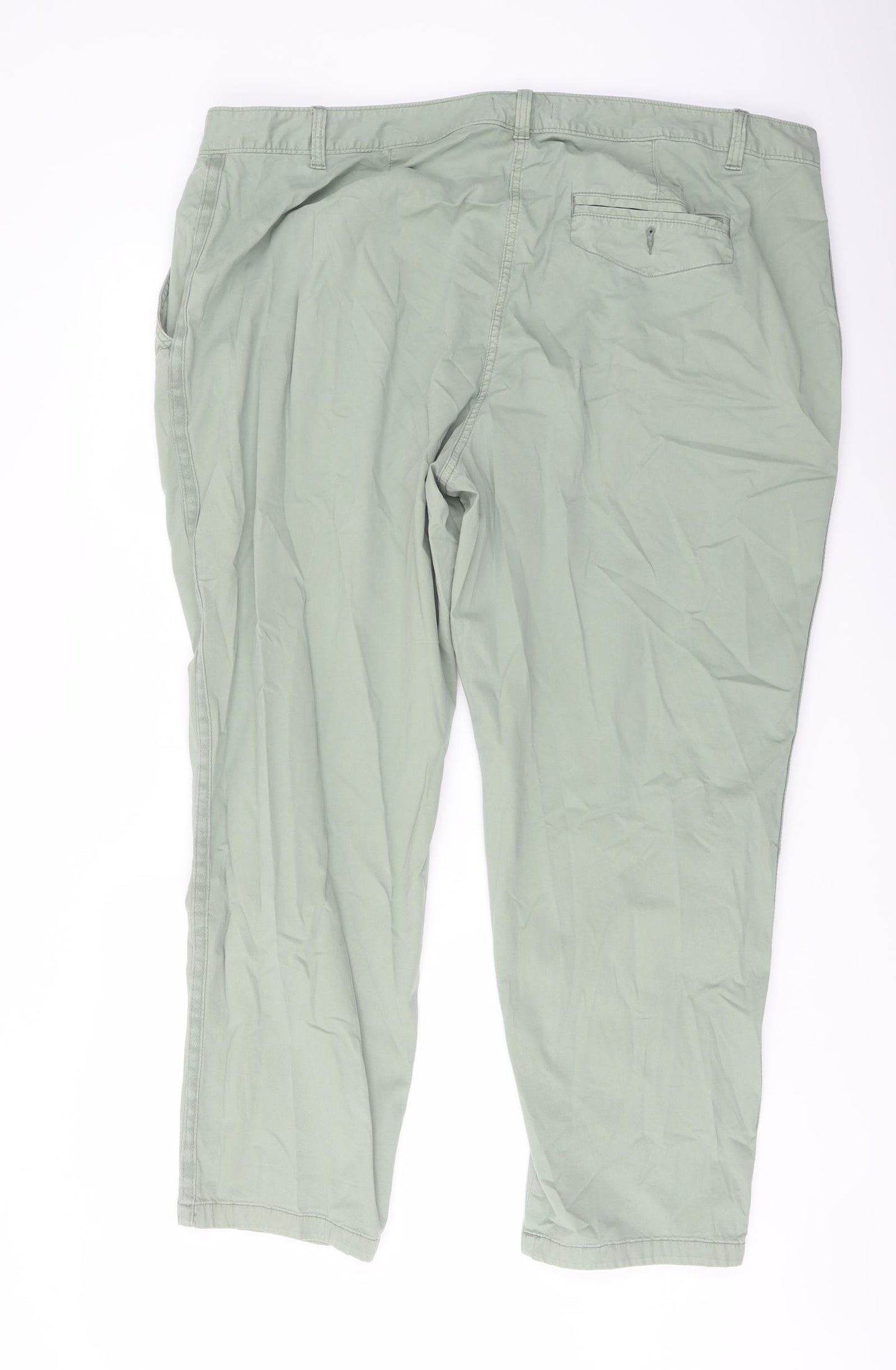 Marks and Spencer Womens Green Cotton Chino Trousers Size 22 L28 in Regular Button