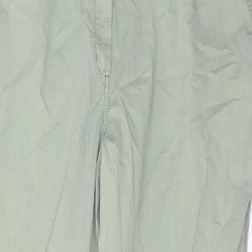 Marks and Spencer Womens Green Cotton Chino Trousers Size 22 L28 in Regular Button