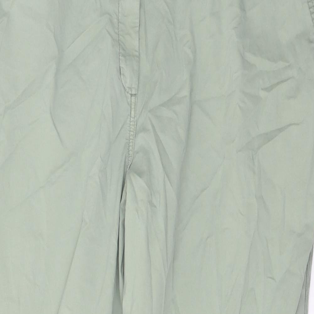 Marks and Spencer Womens Green Cotton Chino Trousers Size 22 L28 in Regular Button