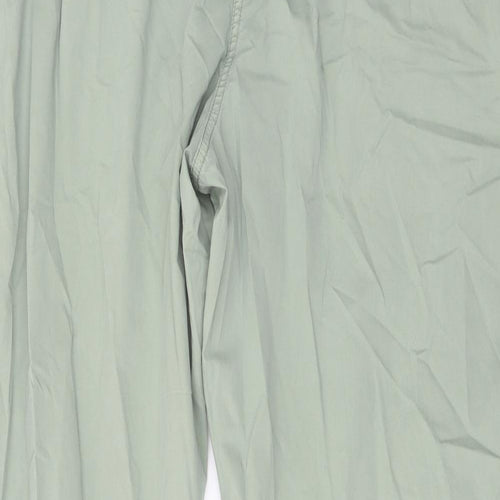 Marks and Spencer Womens Green Cotton Chino Trousers Size 22 L28 in Regular Button
