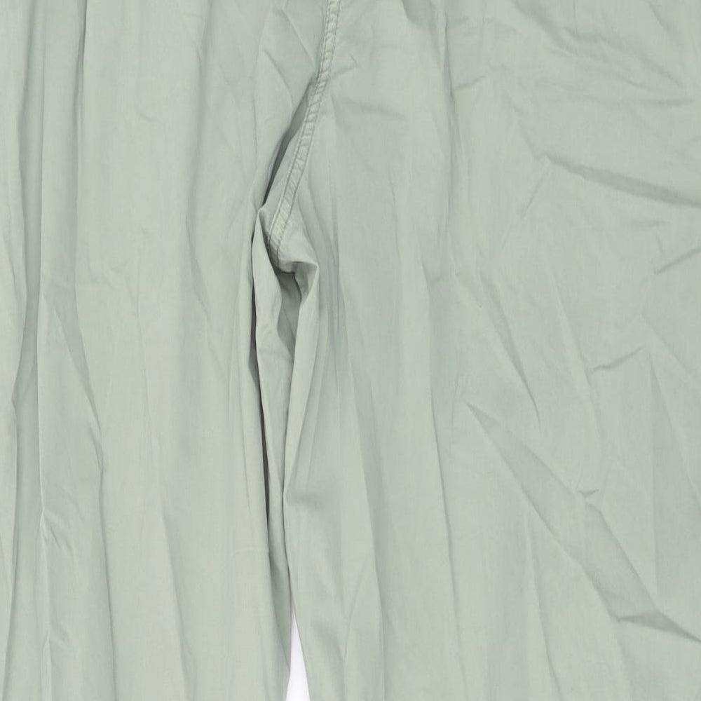 Marks and Spencer Womens Green Cotton Chino Trousers Size 22 L28 in Regular Button