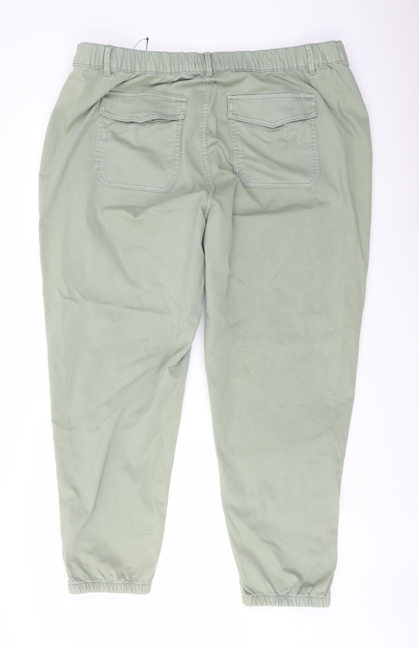 Marks and Spencer Womens Green Cotton Trousers Size 22 L27 in Regular Button