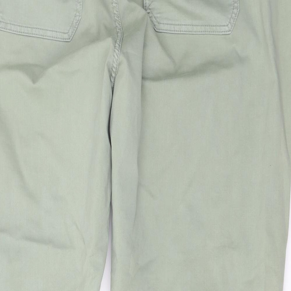 Marks and Spencer Womens Green Cotton Trousers Size 22 L27 in Regular Button