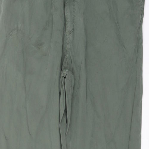 Marks and Spencer Mens Green Cotton Trousers Size 40 in L33 in Slim Button