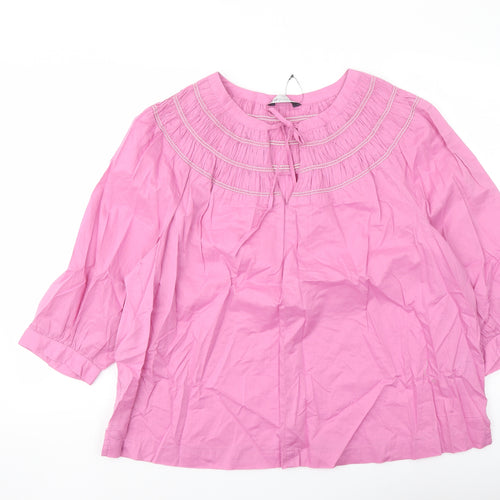 Marks and Spencer Womens Purple Cotton Basic Blouse Size 18 Round Neck