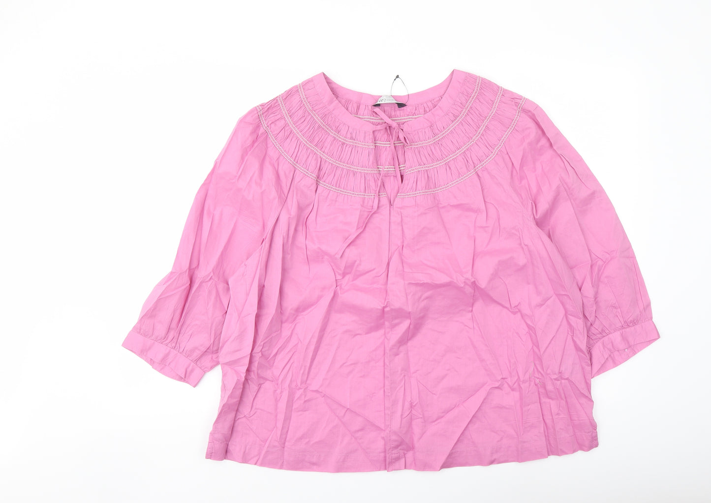 Marks and Spencer Womens Purple Cotton Basic Blouse Size 18 Round Neck