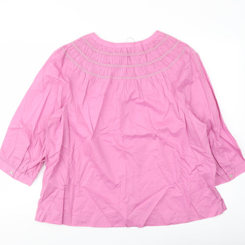 Marks and Spencer Womens Purple Cotton Basic Blouse Size 18 Round Neck