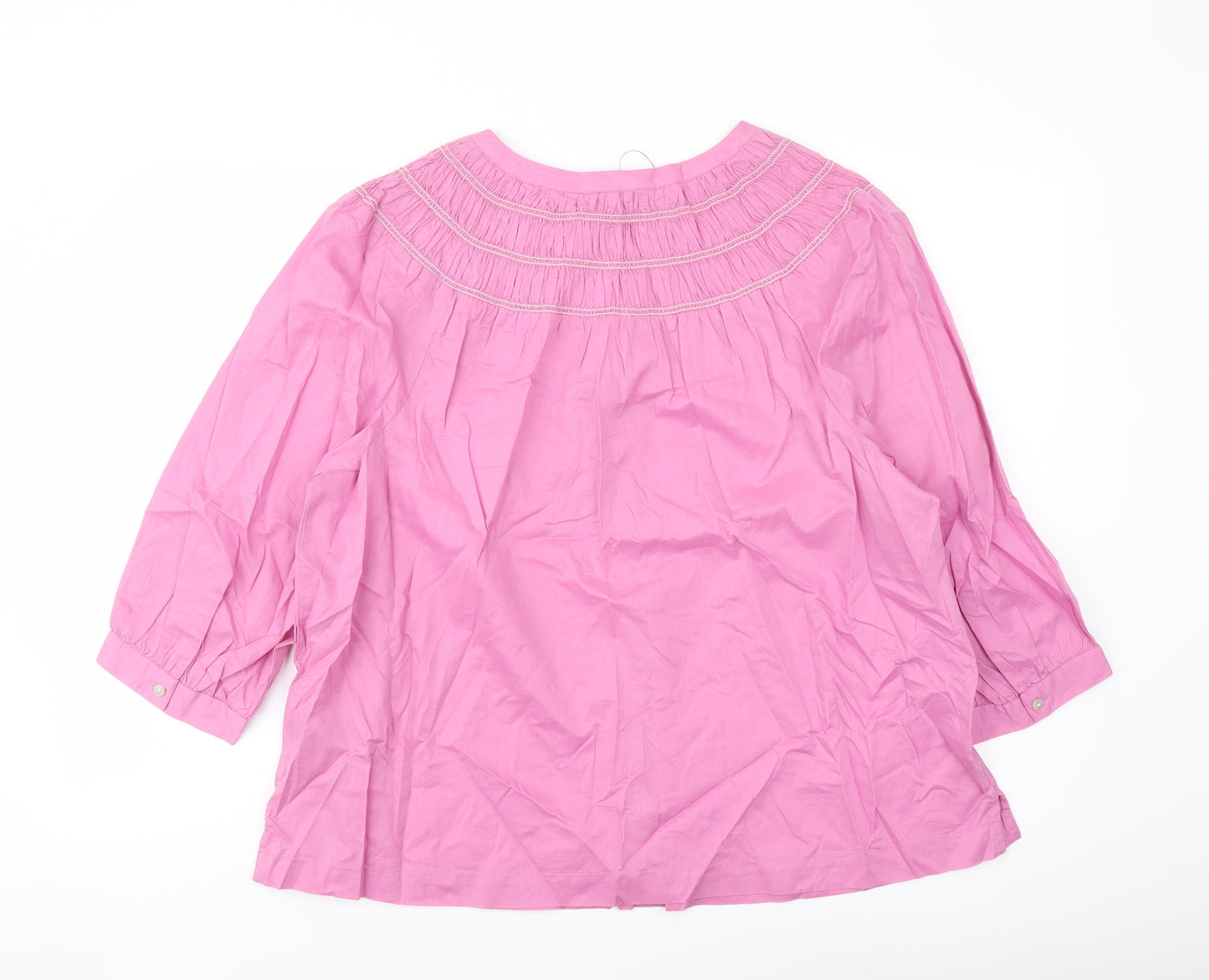 Marks and Spencer Womens Purple Cotton Basic Blouse Size 18 Round Neck