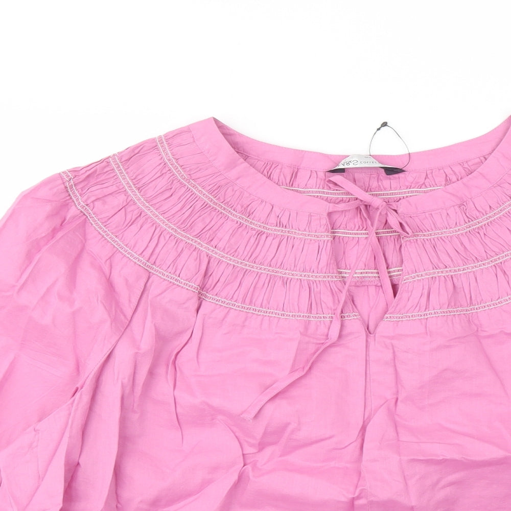 Marks and Spencer Womens Purple Cotton Basic Blouse Size 18 Round Neck