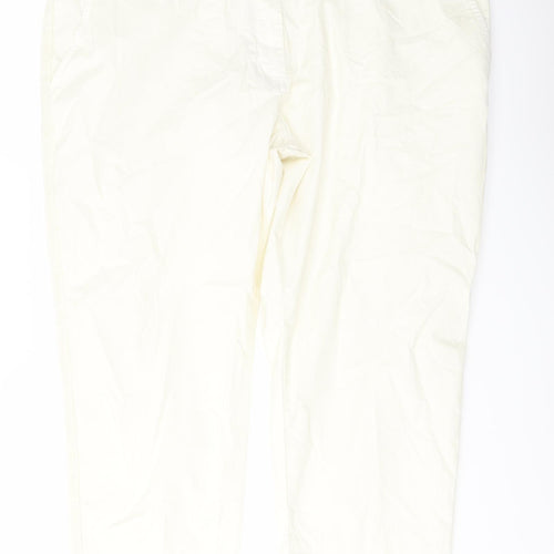 Marks and Spencer Womens Ivory Cotton Chino Trousers Size 20 L27 in Regular Button