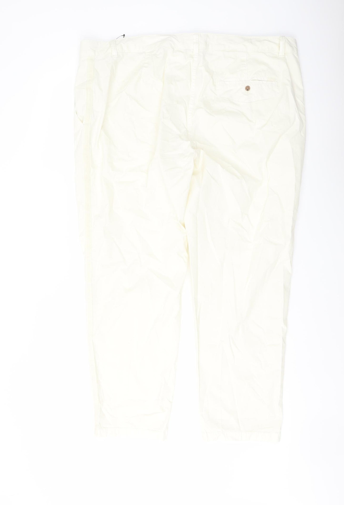 Marks and Spencer Womens Ivory Cotton Chino Trousers Size 20 L27 in Regular Button