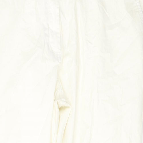 Marks and Spencer Womens Ivory Cotton Chino Trousers Size 20 L27 in Regular Button