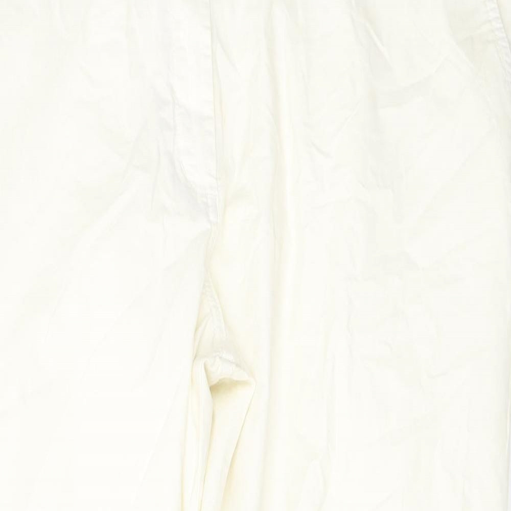 Marks and Spencer Womens Ivory Cotton Chino Trousers Size 20 L27 in Regular Button