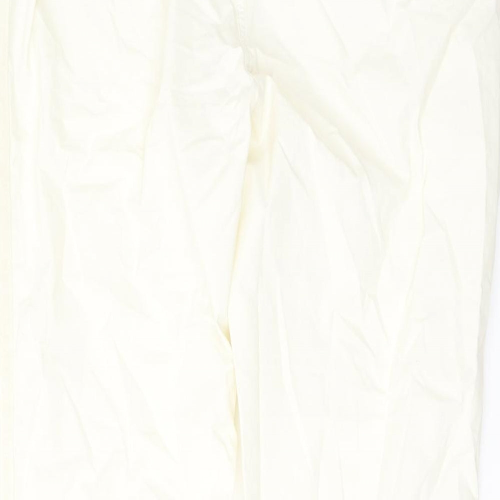 Marks and Spencer Womens Ivory Cotton Chino Trousers Size 20 L27 in Regular Button