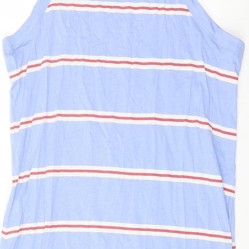 Marks and Spencer Womens Blue Striped Cotton Tank Dress Size L Round Neck Pullover