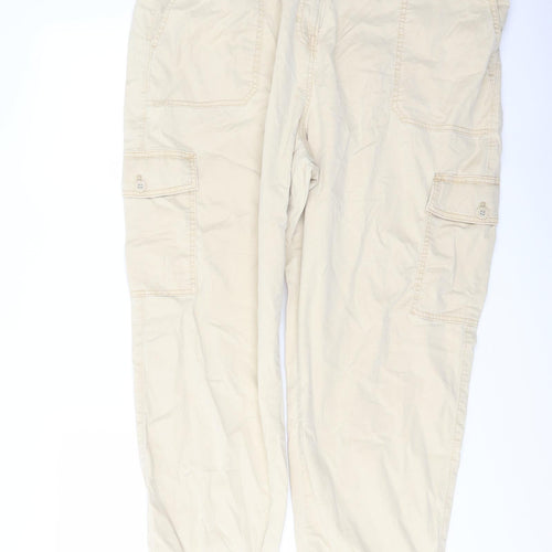 Marks and Spencer Womens Beige Lyocell Cargo Trousers Size 22 L26 in Regular Button