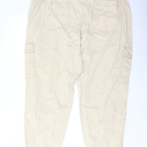 Marks and Spencer Womens Beige Lyocell Cargo Trousers Size 22 L26 in Regular Button