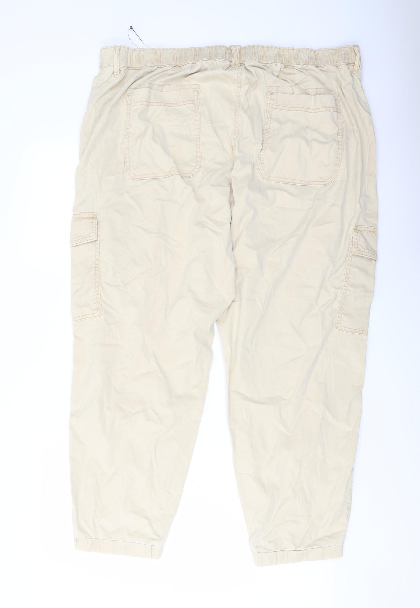 Marks and Spencer Womens Beige Lyocell Cargo Trousers Size 22 L26 in Regular Button