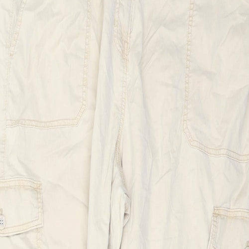 Marks and Spencer Womens Beige Lyocell Cargo Trousers Size 22 L26 in Regular Button