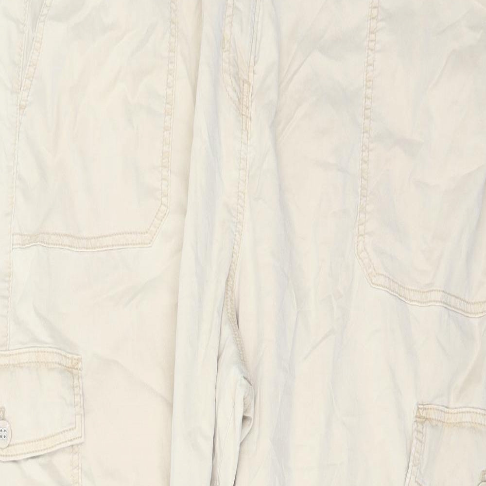 Marks and Spencer Womens Beige Lyocell Cargo Trousers Size 22 L26 in Regular Button
