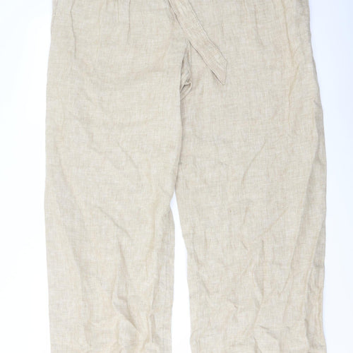 Marks and Spencer Womens Beige Linen Trousers Size 18 L32 in Regular Button
