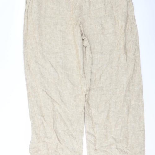 Marks and Spencer Womens Beige Linen Trousers Size 18 L32 in Regular Button