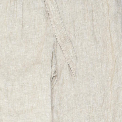 Marks and Spencer Womens Beige Linen Trousers Size 18 L32 in Regular Button