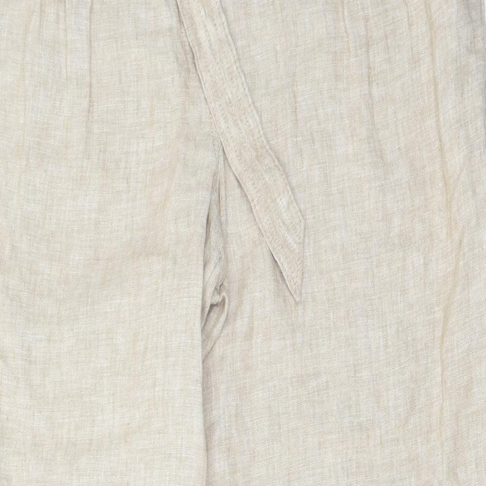 Marks and Spencer Womens Beige Linen Trousers Size 18 L32 in Regular Button