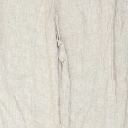 Marks and Spencer Womens Beige Linen Trousers Size 18 L32 in Regular Button