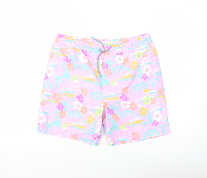 Marks and Spencer Boys Multicoloured Geometric Polyester Sweat Shorts Size 14-15 Years Regular Drawstring - Swim Shorts