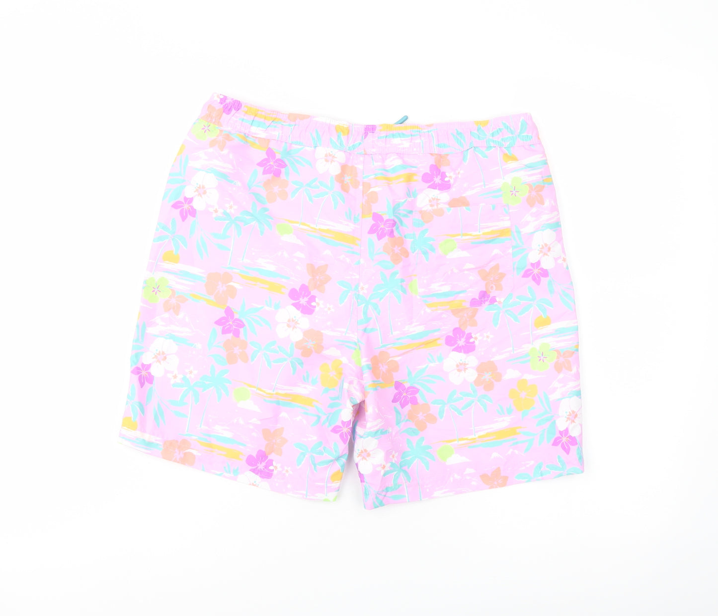 Marks and Spencer Boys Multicoloured Geometric Polyester Sweat Shorts Size 14-15 Years Regular Drawstring - Swim Shorts