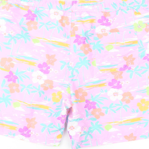 Marks and Spencer Boys Multicoloured Geometric Polyester Sweat Shorts Size 14-15 Years Regular Drawstring - Swim Shorts