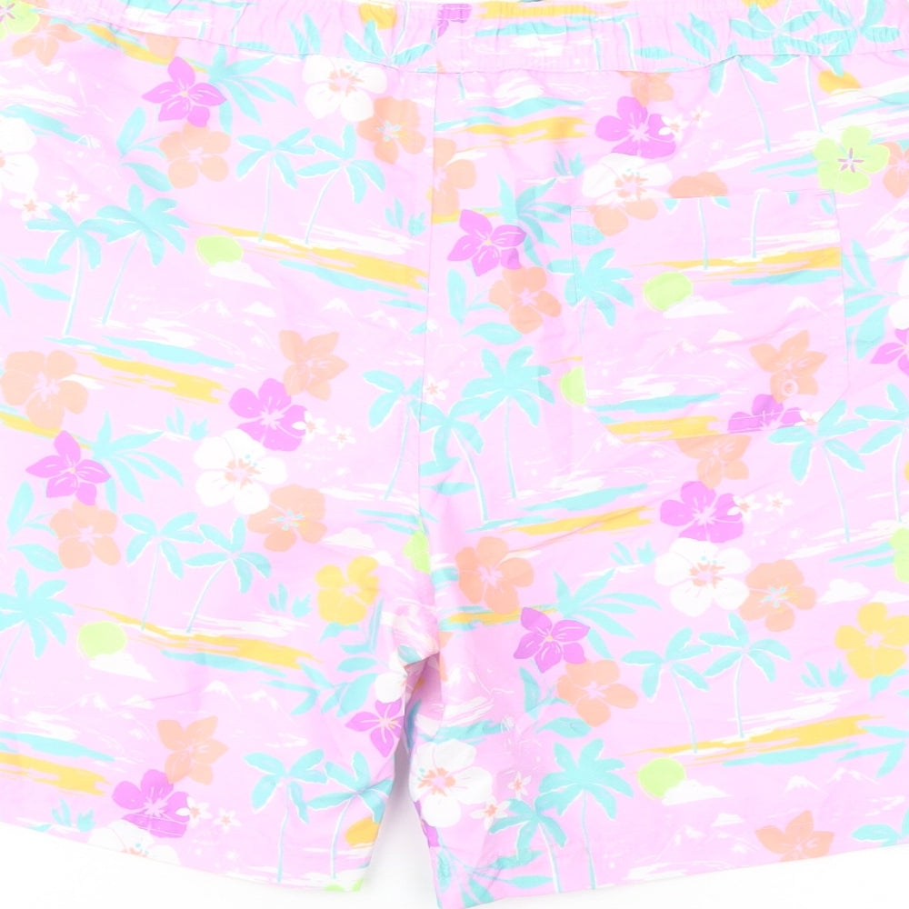 Marks and Spencer Boys Multicoloured Geometric Polyester Sweat Shorts Size 14-15 Years Regular Drawstring - Swim Shorts
