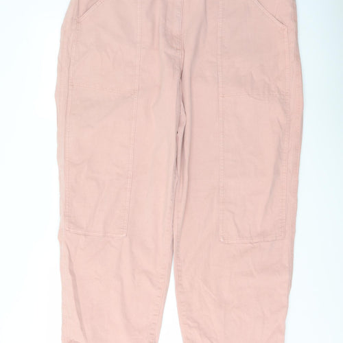 Marks and Spencer Womens Pink Cotton Trousers Size 20 L27 in Regular Button