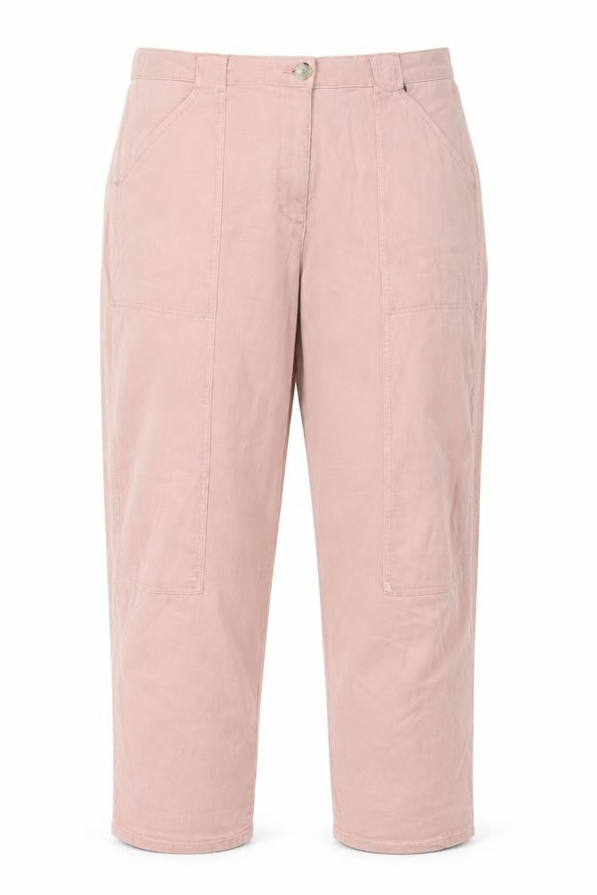Marks and Spencer Womens Pink Cotton Trousers Size 20 L27 in Regular Button