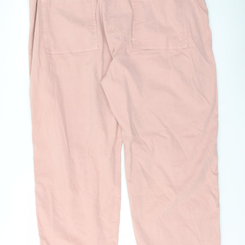 Marks and Spencer Womens Pink Cotton Trousers Size 20 L27 in Regular Button