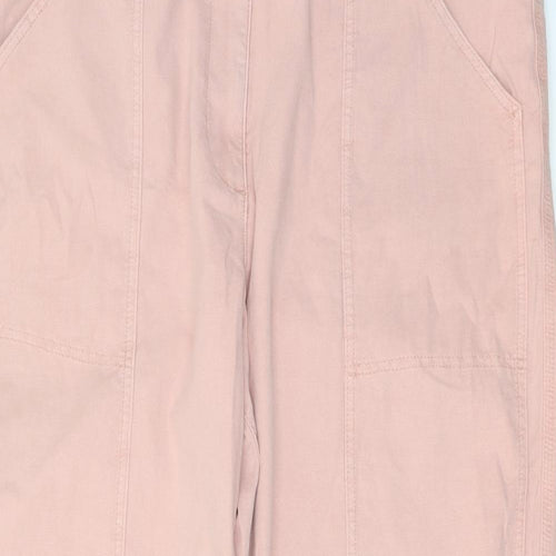 Marks and Spencer Womens Pink Cotton Trousers Size 20 L27 in Regular Button
