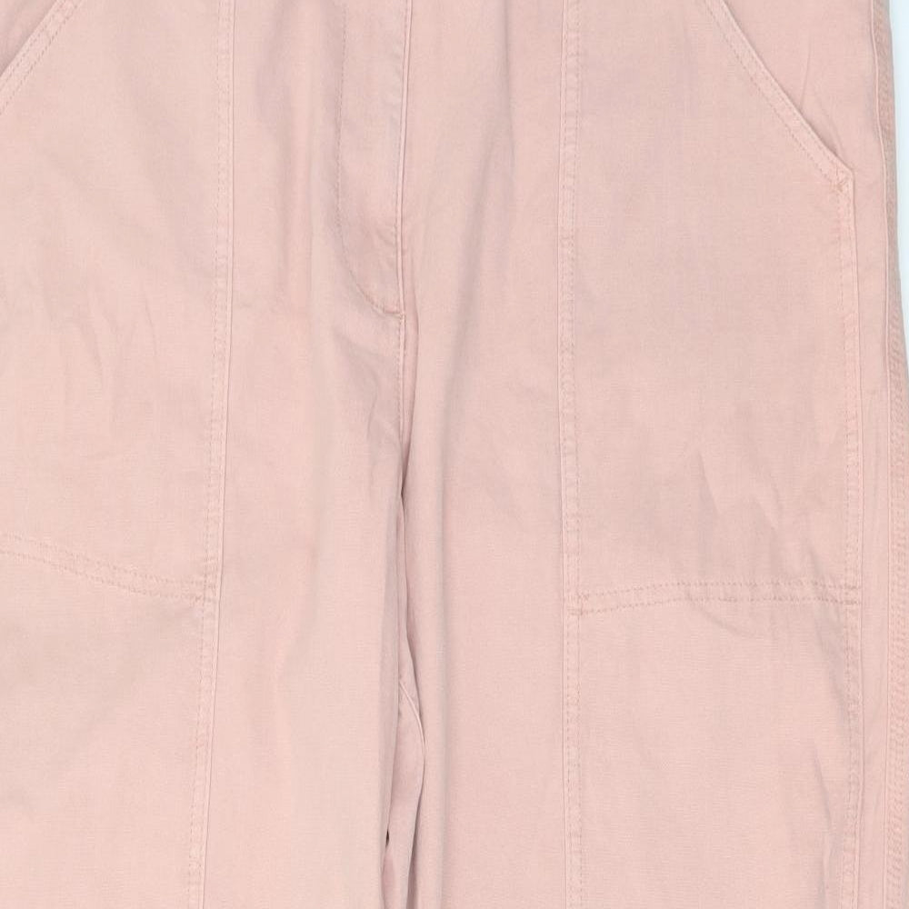 Marks and Spencer Womens Pink Cotton Trousers Size 20 L27 in Regular Button